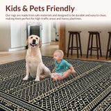 Ultra Soft Area Rug, Non Slip, Stain Resistant, Washable Area Rugs for Living Room, Bedroom, Modern Neutral Tiled Arrangement(Black)