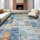 Ultra Soft Area Rug, Non Slip, Stain Resistant, Washable Area Rugs for Living Room, Bedroom, Boho Style Patchwork Multi Colored(Blue)