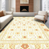 Ultra Soft Area Rug, Non Slip, Stain Resistant, Washable Area Rugs for Living Room, Bedroom, Retro Beige Geometric and Floral Fusion Design(Beige)