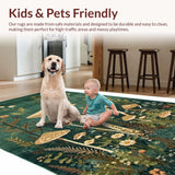 Ultra Soft Area Rug, Non Slip, Stain Resistant, Washable Area Rugs for Living Room, Bedroom, Artistic Earthy Mushroom Motif(Green)