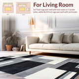 Ultra Soft Area Rug, Non Slip, Stain Resistant, Washable Area Rugs for Living Room, Bedroom, Chic Minimalist Grey Tiled Pattern(Gray)
