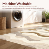 Ultra Soft Area Rug, Non Slip, Stain Resistant, Washable Area Rugs for Living Room, Bedroom, Luxurious Beige Curved Patterns(Beige)