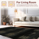 Ultra Soft Area Rug, Non Slip, Stain Resistant, Washable Area Rugs for Living Room, Bedroom, Stylish Eclectic Pattern Fusion(Gold)