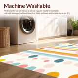 Ultra Soft Area Rug, Non Slip, Stain Resistant, Washable Area Rugs for Living Room, Bedroom, Modern Soft-Toned Circular Design(White)