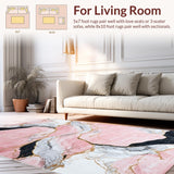 Ultra Soft Area Rug, Non Slip, Stain Resistant, Washable Area Rugs for Living Room, Bedroom, Vibrant Irregular Design with Luxurious Appeal(Pink)