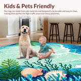 Ultra Soft Area Rug, Non Slip, Stain Resistant, Washable Area Rugs for Living Room, Bedroom, Coastal Vibrant Starfish Motif(Blue)