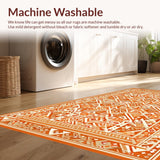 Ultra Soft Area Rug, Non Slip, Stain Resistant, Washable Area Rugs for Living Room, Bedroom, Minimalist Neutral Geometric Influence(Orange)