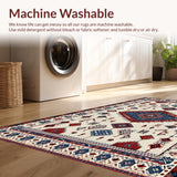 Ultra Soft Area Rug, Non Slip, Stain Resistant, Washable Area Rugs for Living Room, Bedroom, Eclectic Multi-Colored Ethnic Design(Beige)