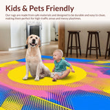 Ultra Soft Area Rug, Non Slip, Stain Resistant, Washable Area Rugs for Living Room, Bedroom, Elegant Multicolored Artful Layout(Yellow)