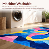 Ultra Soft Area Rug, Non Slip, Stain Resistant, Washable Area Rugs for Living Room, Bedroom, Rustic Multi-Hued Textural Elements(Blue)