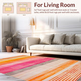 Ultra Soft Area Rug, Non Slip, Stain Resistant, Washable Area Rugs for Living Room, Bedroom, Enchanting Multicolored Sunshine Design(Orange)
