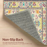 Ultra Soft Area Rug, Non Slip, Stain Resistant, Washable Area Rugs for Living Room, Bedroom, Boho Chic Beige Area with Multi Colored Geometric(Beige)