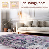 Ultra Soft Area Rug, Non Slip, Stain Resistant, Washable Area Rugs for Living Room, Bedroom, Boho Mosaic Area Rug Featuring Distressed Medallions And Artistic Symmetry(Gray)