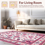 Ultra Soft Area Rug, Non Slip, Stain Resistant, Washable Area Rugs for Living Room, Bedroom, Lively Boho Leafy Patterns(White)