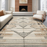 Ultra Soft Area Rug, Non Slip, Stain Resistant, Washable Area Rugs for Living Room, Bedroom, Artful Distressed Lattice Arrangement(Beige)