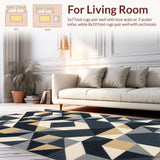 Ultra Soft Area Rug, Non Slip, Stain Resistant, Washable Area Rugs for Living Room, Bedroom, Modern Geometric Charcoal Beige Living Room Area Rug(Beige)