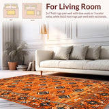 Ultra Soft Area Rug, Non Slip, Stain Resistant, Washable Area Rugs for Living Room, Bedroom, Striking Diamond Patterned Style(Orange)