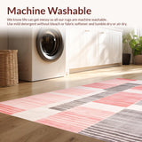 Ultra Soft Area Rug, Non Slip, Stain Resistant, Washable Area Rugs for Living Room, Bedroom, Trendy Modern Textured Stripes(Red)
