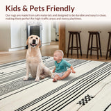 Ultra Soft Area Rug, Non Slip, Stain Resistant, Washable Area Rugs for Living Room, Bedroom, Rustic Minimalist Diamond Pattern(White)