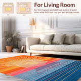 Ultra Soft Area Rug, Non Slip, Stain Resistant, Washable Area Rugs for Living Room, Bedroom, Artistic Round Design with Radiance(Orange)