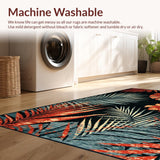 Ultra Soft Area Rug, Non Slip, Stain Resistant, Washable Area Rugs for Living Room, Bedroom, Elegant Vintage Floral Fusion(Red)