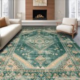 Ultra Soft Area Rug, Non Slip, Stain Resistant, Washable Area Rugs for Living Room, Bedroom, Elegant Abstract Tiled Composition(Green)