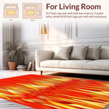 Ultra Soft Area Rug, Non Slip, Stain Resistant, Washable Area Rugs for Living Room, Bedroom, Lively Lava Flow Visual Experience(Orange)