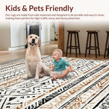 Ultra Soft Area Rug, Non Slip, Stain Resistant, Washable Area Rugs for Living Room, Bedroom, Elegant Neutral Lattice Aesthetic(Beige)