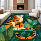 Ultra Soft Area Rug, Non Slip, Stain Resistant, Washable Area Rugs for Living Room, Bedroom, Lively Cartoon Wildlife Pattern(Orange)
