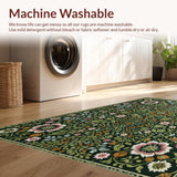 Ultra Soft Area Rug, Non Slip, Stain Resistant, Washable Area Rugs for Living Room, Bedroom, Vibrant Botanical Nursery Ultra Thin Floor Carpet(Green)