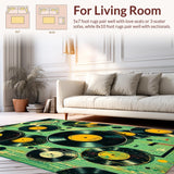 Ultra Soft Area Rug, Non Slip, Stain Resistant, Washable Area Rugs for Living Room, Bedroom, Retro Vinyl Record Entryway Non-Slip Doormat(Black)