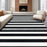Ultra Soft Area Rug, Non Slip, Stain Resistant, Washable Area Rugs for Living Room, Bedroom, Modern Lines Rug with Contrasting Bands and Artful Monochrome Detailing(Black)