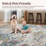 Ultra Soft Area Rug, Non Slip, Stain Resistant, Washable Area Rugs for Living Room, Bedroom, Cozy Retro Ogee Composition(White)