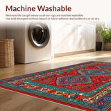 Ultra Soft Area Rug, Non Slip, Stain Resistant, Washable Area Rugs for Living Room, Bedroom, Contemporary Striped Visual Harmony(Red)