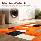 Ultra Soft Area Rug, Non Slip, Stain Resistant, Washable Area Rugs for Living Room, Bedroom, Chic Mid-Century Modern Artistry(Orange)