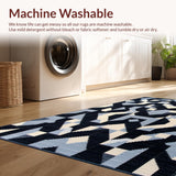 Ultra Soft Area Rug, Non Slip, Stain Resistant, Washable Area Rugs for Living Room, Bedroom, Neutral Abstract Grey Dining Room Non-Slip Area Carpet(Black)