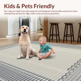 Ultra Soft Area Rug, Non Slip, Stain Resistant, Washable Area Rugs for Living Room, Bedroom, Rustic Textured Patterned Design(Gray)