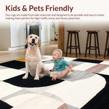 Ultra Soft Area Rug, Non Slip, Stain Resistant, Washable Area Rugs for Living Room, Bedroom, Contemporary Abstract Design Rug with Striking Geometric Shapes(Gray)