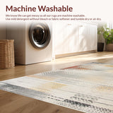 Ultra Soft Area Rug, Non Slip, Stain Resistant, Washable Area Rugs for Living Room, Bedroom, Contemporary Distressed Geometric beige Area Design(Gray)