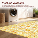 Ultra Soft Area Rug, Non Slip, Stain Resistant, Washable Area Rugs for Living Room, Bedroom, Elegant Subtle Floral Arrangement(Ivory)