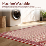 Ultra Soft Area Rug, Non Slip, Stain Resistant, Washable Area Rugs for Living Room, Bedroom, Serene Earthy Tones with Curves(Red)