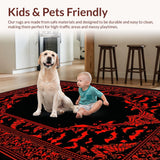 Ultra Soft Area Rug, Non Slip, Stain Resistant, Washable Area Rugs for Living Room, Bedroom, Bold Red and Black Theme(Black)