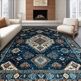 Ultra Soft Area Rug, Non Slip, Stain Resistant, Washable Area Rugs for Living Room, Bedroom, Rustic Watercolor Geometric Design(Blue)