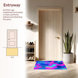 Ultra Soft Area Rug, Non Slip, Stain Resistant, Washable Area Rugs for Living Room, Bedroom, Eclectic Bright Color Block Style(Pink)