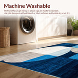 Ultra Soft Area Rug, Non Slip, Stain Resistant, Washable Area Rugs for Living Room, Bedroom, Abstract Blue & Beige Round Modern Design(Blue)