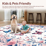 Ultra Soft Area Rug, Non Slip, Stain Resistant, Washable Area Rugs for Living Room, Bedroom, Lively Butterfly-Themed Cozy Appeal(Pink)