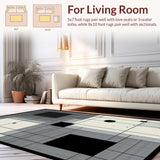 Ultra Soft Area Rug, Non Slip, Stain Resistant, Washable Area Rugs for Living Room, Bedroom, Bold Minimalist Tiled Aesthetic(Gray)