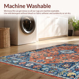 Ultra Soft Area Rug, Non Slip, Stain Resistant, Washable Area Rugs for Living Room, Bedroom, Rustic Vintage Ethnic Floral Design(Red)