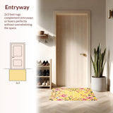 Ultra Soft Area Rug, Non Slip, Stain Resistant, Washable Area Rugs for Living Room, Bedroom, Modern Nature-Inspired Floral Art(Yellow)