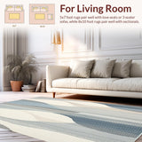 Ultra Soft Area Rug, Non Slip, Stain Resistant, Washable Area Rugs for Living Room, Bedroom, Modern Coastal Stripe Area with Wave Inspired Bluish Gray and Beige Lines(Gray)